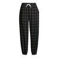 Black Tattersall Pattern Print Fleece Lined Knit Pants