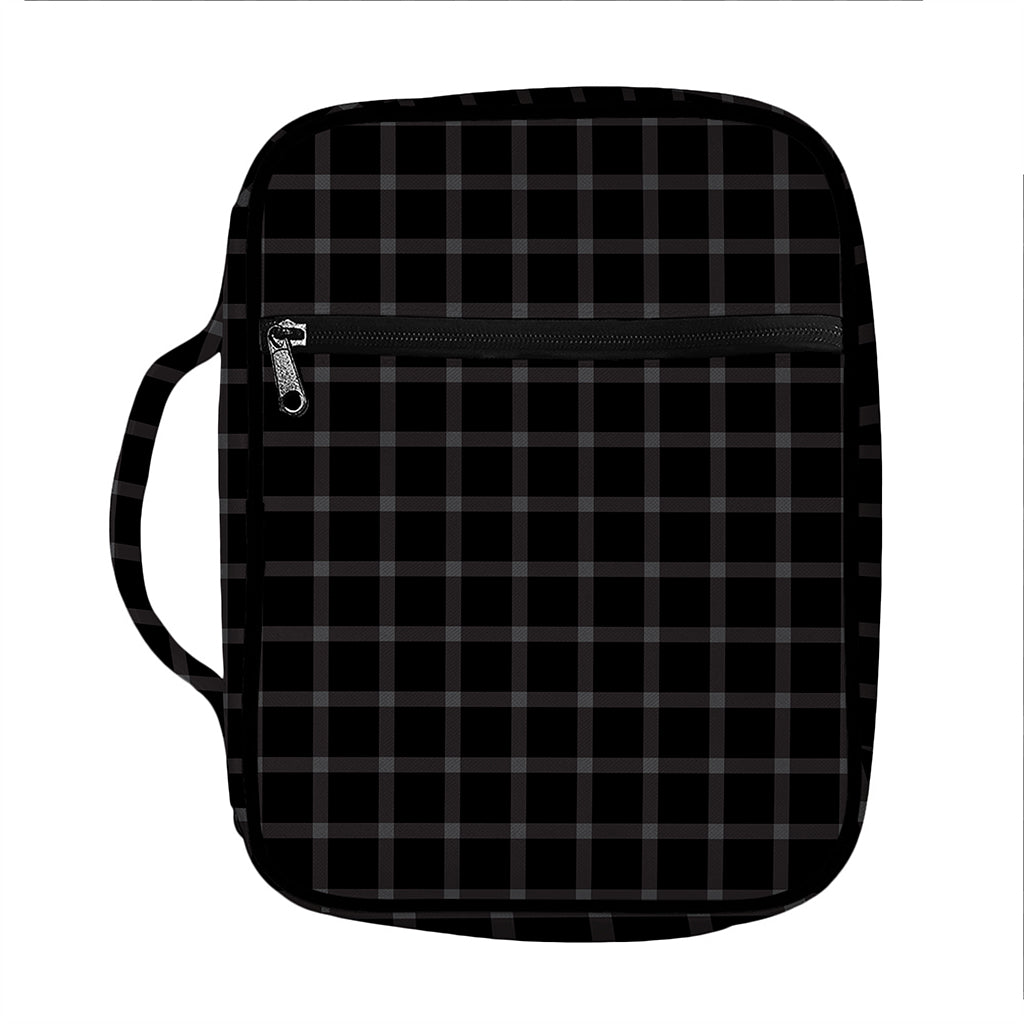 Black Tattersall Pattern Print Front Pocket Bible Bag