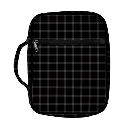 Black Tattersall Pattern Print Front Pocket Bible Bag
