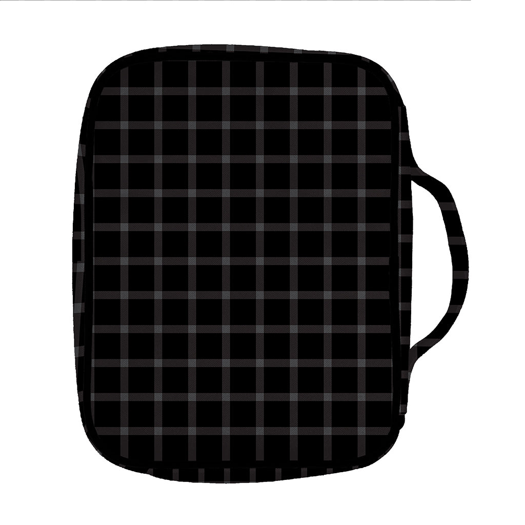Black Tattersall Pattern Print Front Pocket Bible Bag