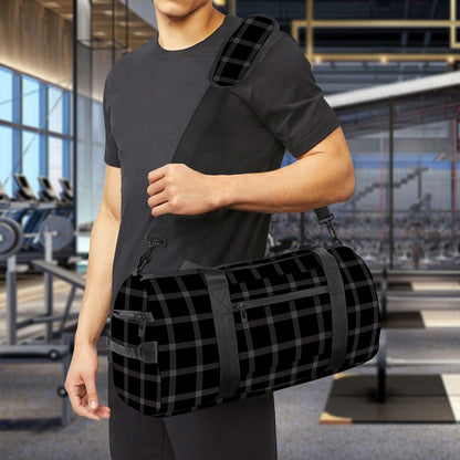Black Tattersall Pattern Print Gym Bag
