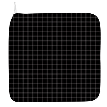 Black Tattersall Pattern Print Hand Towel