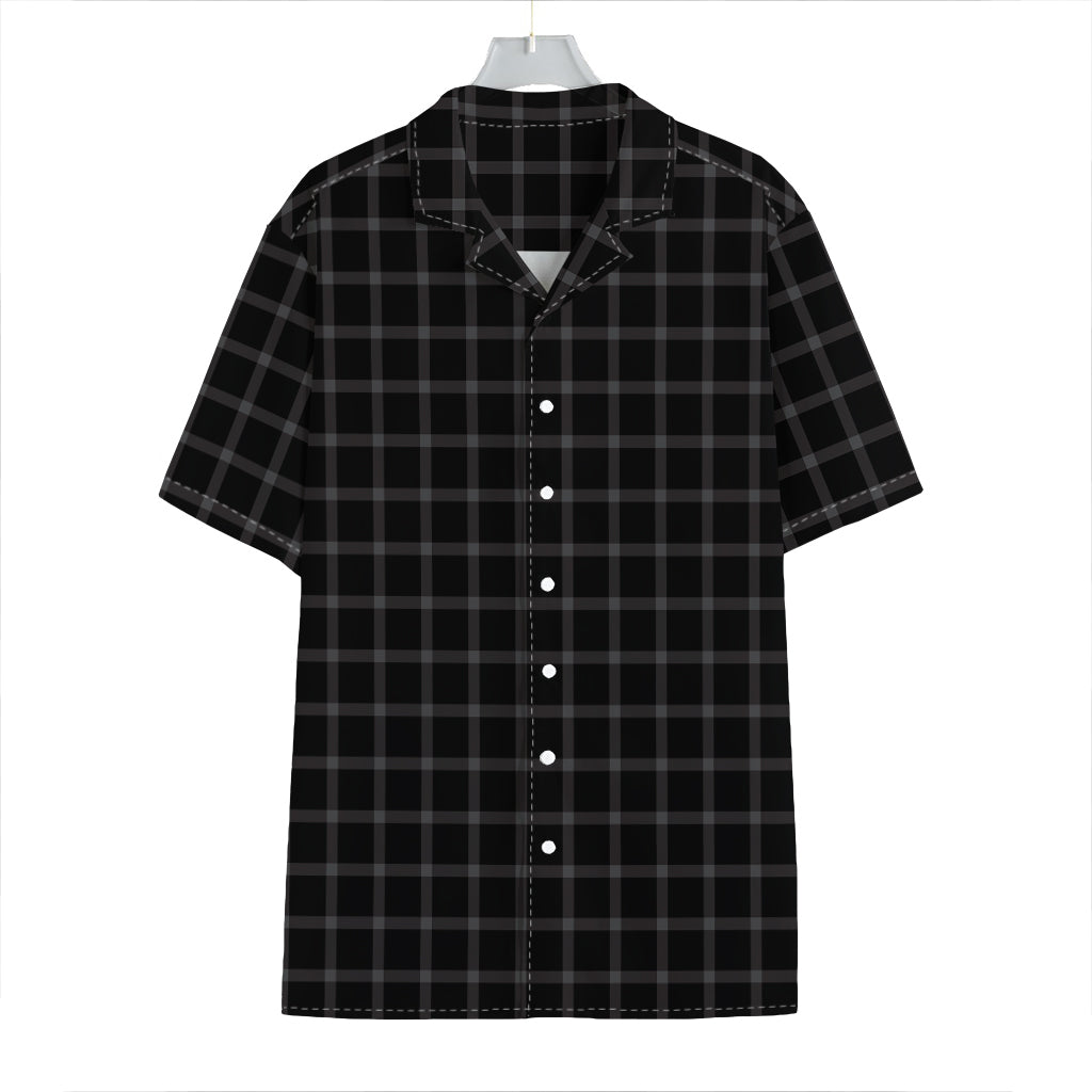 Black Tattersall Pattern Print Hawaiian Shirt