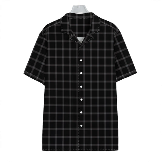 Black Tattersall Pattern Print Hawaiian Shirt