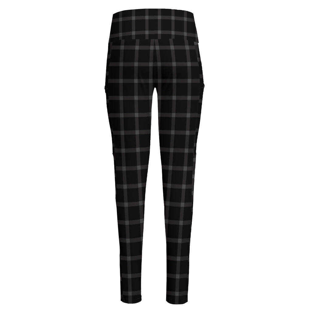 Black Tattersall Pattern Print High-Waisted Pocket Leggings