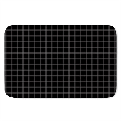Black Tattersall Pattern Print Indoor Door Mat