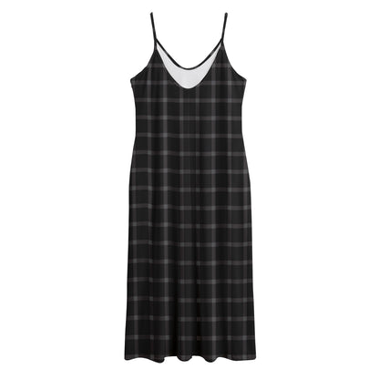Black Tattersall Pattern Print Jersey Midi Cami Dress