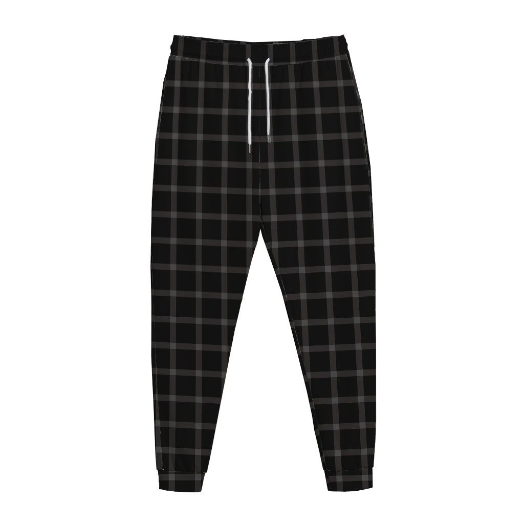 Black Tattersall Pattern Print Jogger Pants