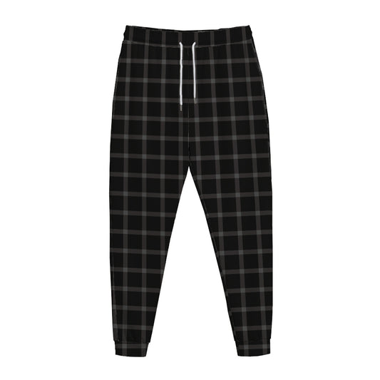 Black Tattersall Pattern Print Jogger Pants