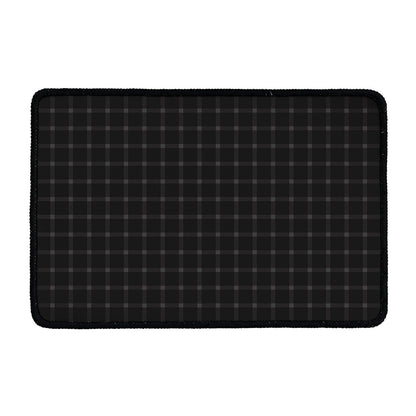 Black Tattersall Pattern Print Kitchen Mat