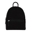 Black Tattersall Pattern Print Leather Backpack