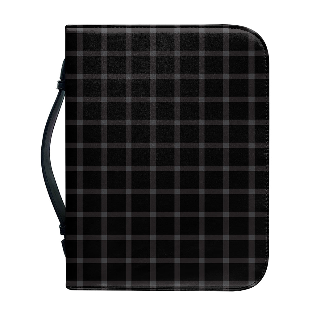Black Tattersall Pattern Print Leather Bible Cover