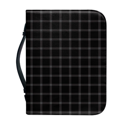Black Tattersall Pattern Print Leather Bible Cover