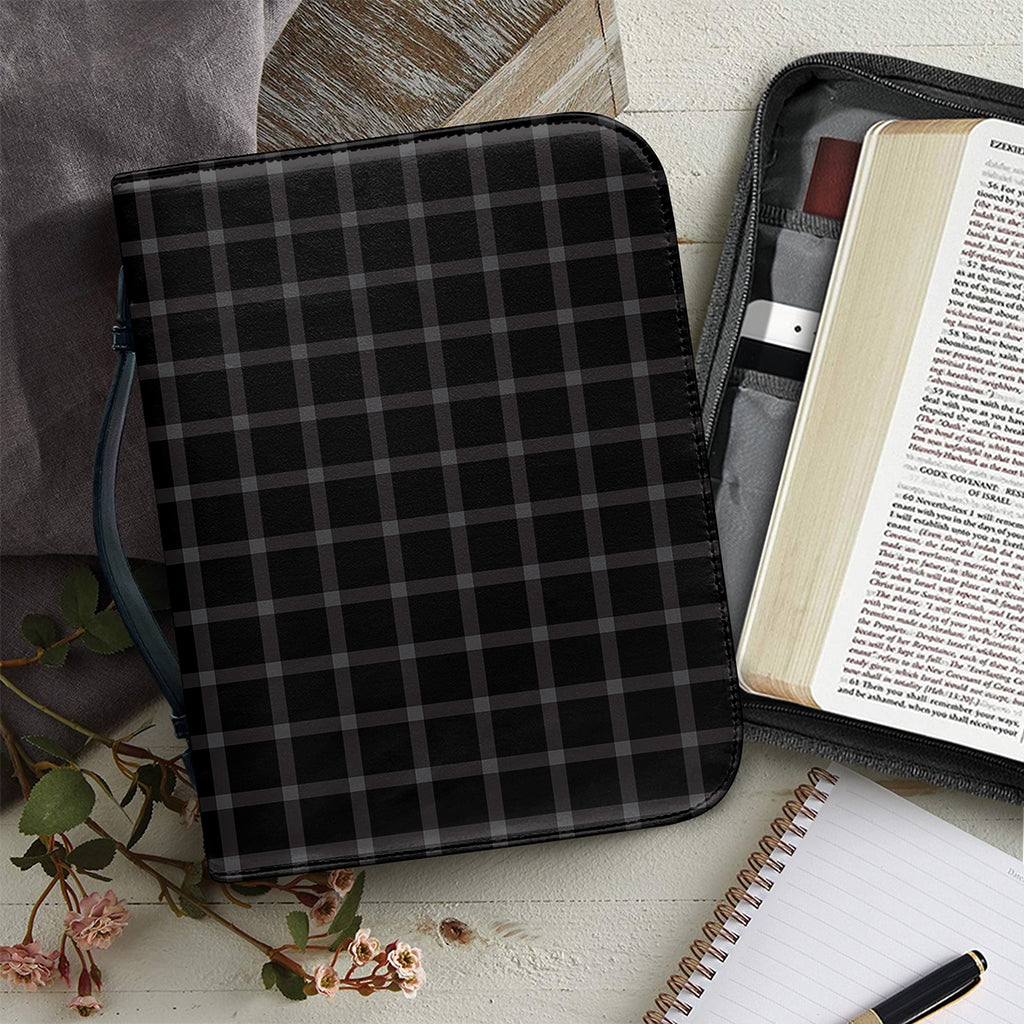 Black Tattersall Pattern Print Leather Bible Cover