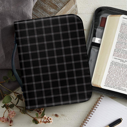 Black Tattersall Pattern Print Leather Bible Cover