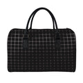 Black Tattersall Pattern Print Leather Duffel Bag
