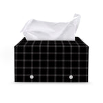 Black Tattersall Pattern Print Leather Tissue Box Cover