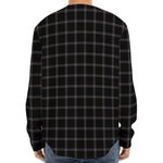 Black Tattersall Pattern Print Long Sleeve Baseball Jersey
