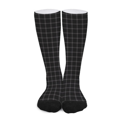 Black Tattersall Pattern Print Long Socks