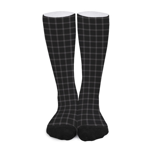 Black Tattersall Pattern Print Long Socks