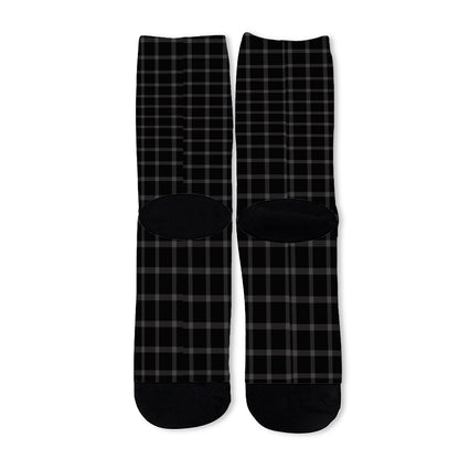 Black Tattersall Pattern Print Long Socks