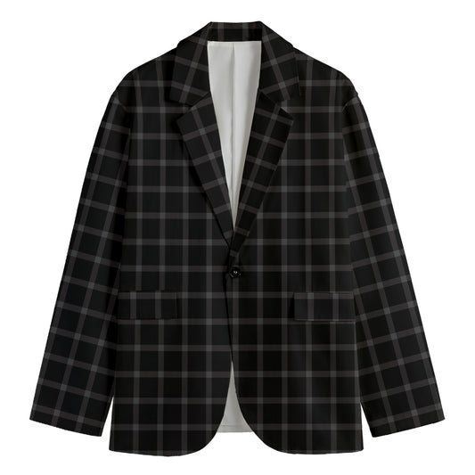Black Tattersall Pattern Print Men's Blazer
