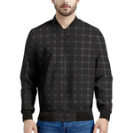 Black Tattersall Pattern Print Men's Bomber Jacket