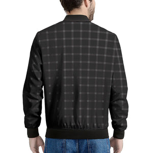 Black Tattersall Pattern Print Men's Bomber Jacket