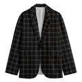 Black Tattersall Pattern Print Men's Cotton Blazer