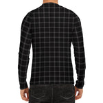Black Tattersall Pattern Print Men's Long Sleeve Rash Guard