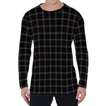 Black Tattersall Pattern Print Men's Long Sleeve T-Shirt