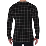 Black Tattersall Pattern Print Men's Long Sleeve T-Shirt