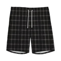 Black Tattersall Pattern Print Men's Athletic Shorts