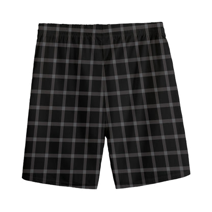 Black Tattersall Pattern Print Men's Sports Shorts