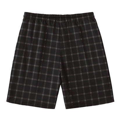 Black Tattersall Pattern Print Men's Swim Trunks