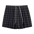 Black Tattersall Pattern Print Mesh Shorts
