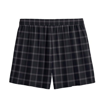 Black Tattersall Pattern Print Mesh Shorts