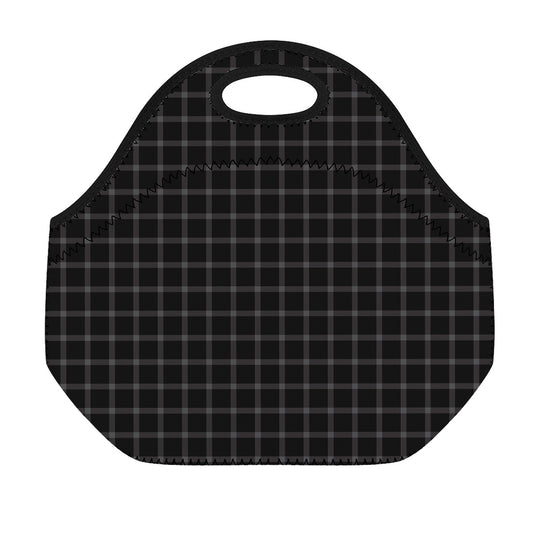 Black Tattersall Pattern Print Neoprene Lunch Bag