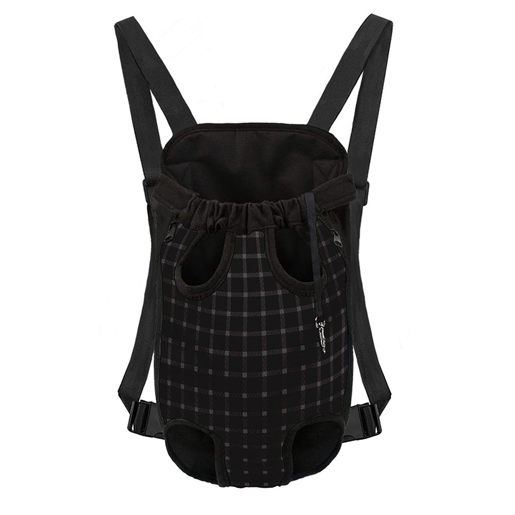 Black Tattersall Pattern Print Pet Carrier Backpack