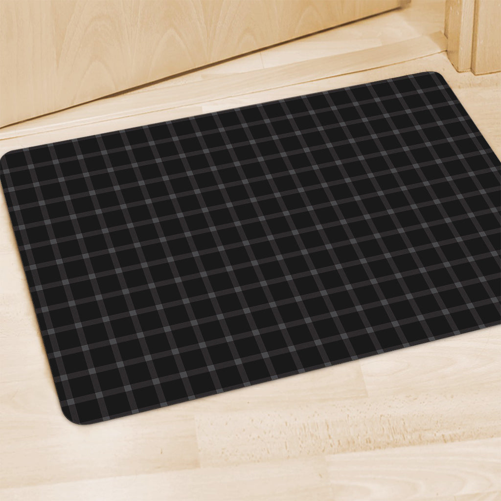 Black Tattersall Pattern Print Polyester Doormat