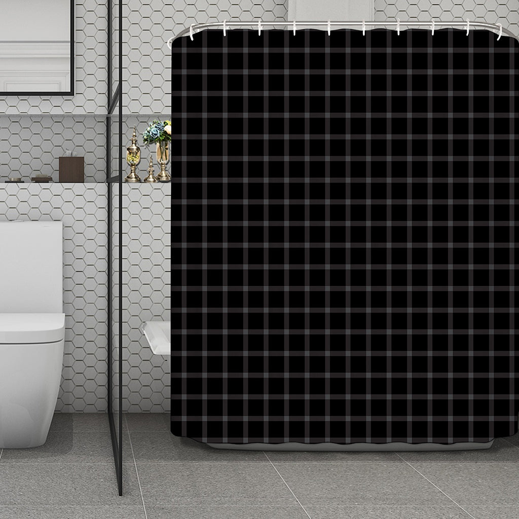 Black Tattersall Pattern Print Polyester Shower Curtain