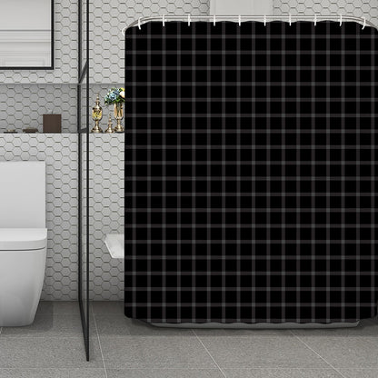 Black Tattersall Pattern Print Polyester Shower Curtain