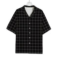Black Tattersall Pattern Print Rayon Hawaiian Shirt
