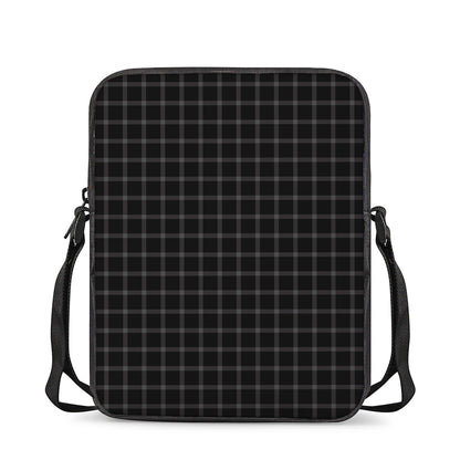 Black Tattersall Pattern Print Rectangular Crossbody Bag