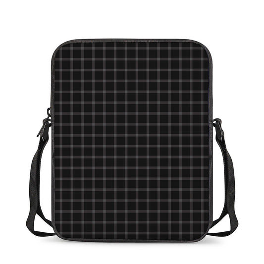 Black Tattersall Pattern Print Rectangular Crossbody Bag