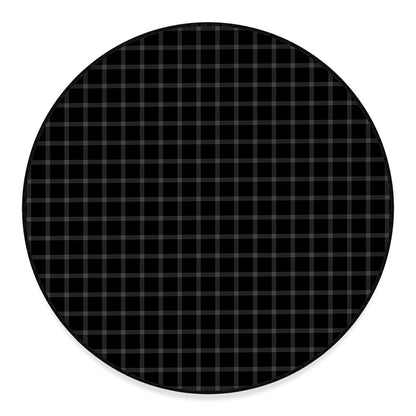 Black Tattersall Pattern Print Round Floor Mat
