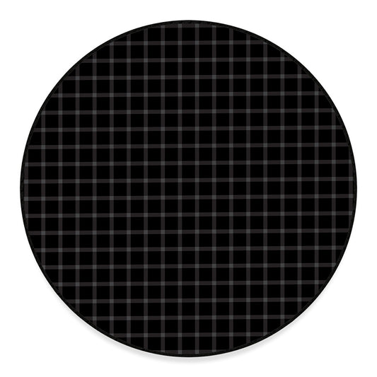 Black Tattersall Pattern Print Round Floor Mat