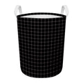 Black Tattersall Pattern Print Round Laundry Basket