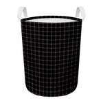 Black Tattersall Pattern Print Round Laundry Basket