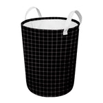 Black Tattersall Pattern Print Round Laundry Basket